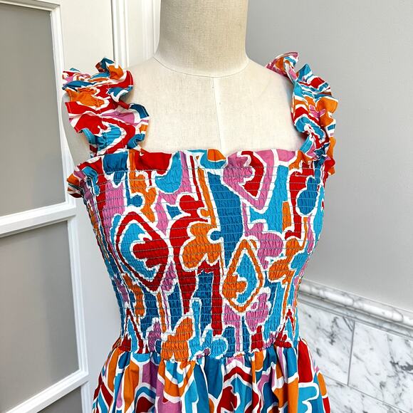 Amanda Uprichard Adelene Pocket Nap Dress Bright Floral Midi Miami NWT Small - Picture 3 of 7